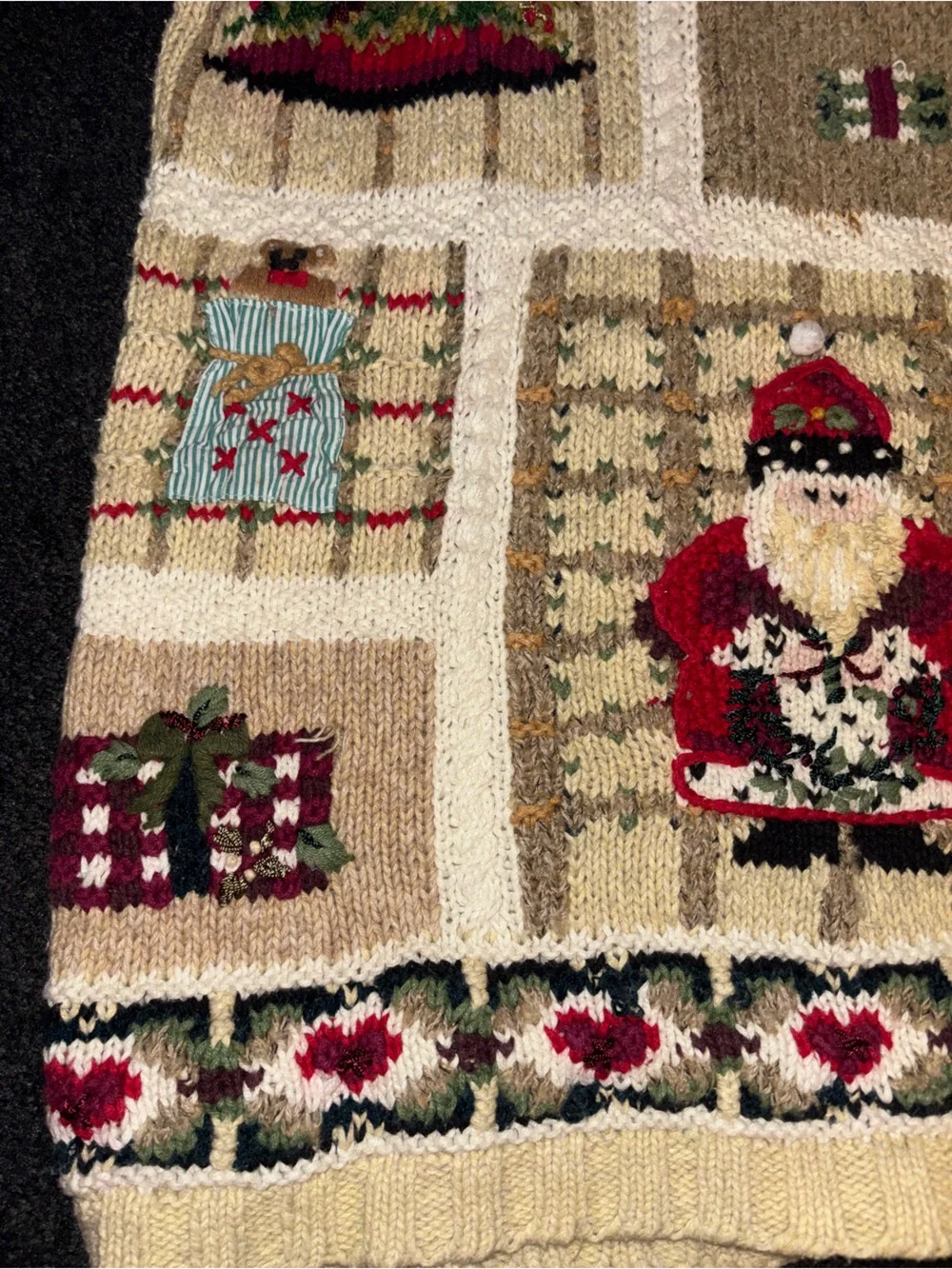 Vintage 90s Y2K Studio Works Ugly Christmas Sweater Petite Medium Patchwork